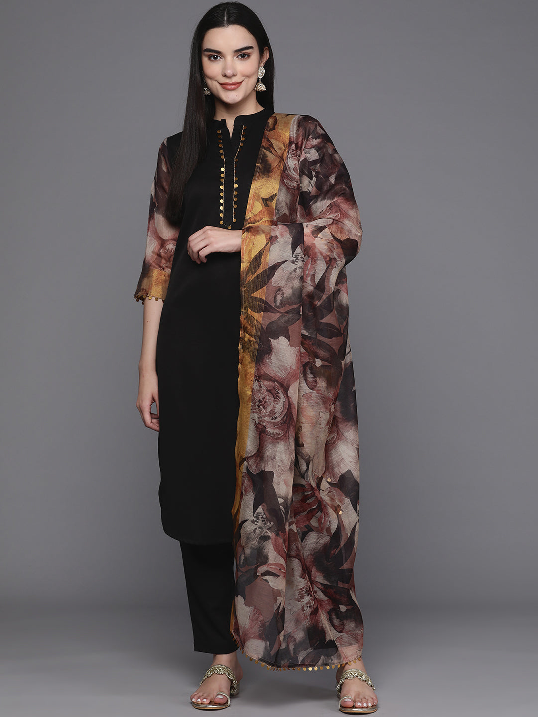 Women Regular Sequinned Kurta with Trousers & With Dupatta