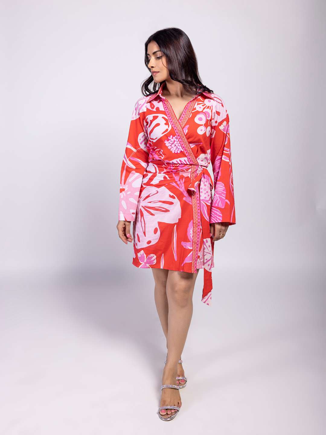 Monstera Printed Wrap Dress