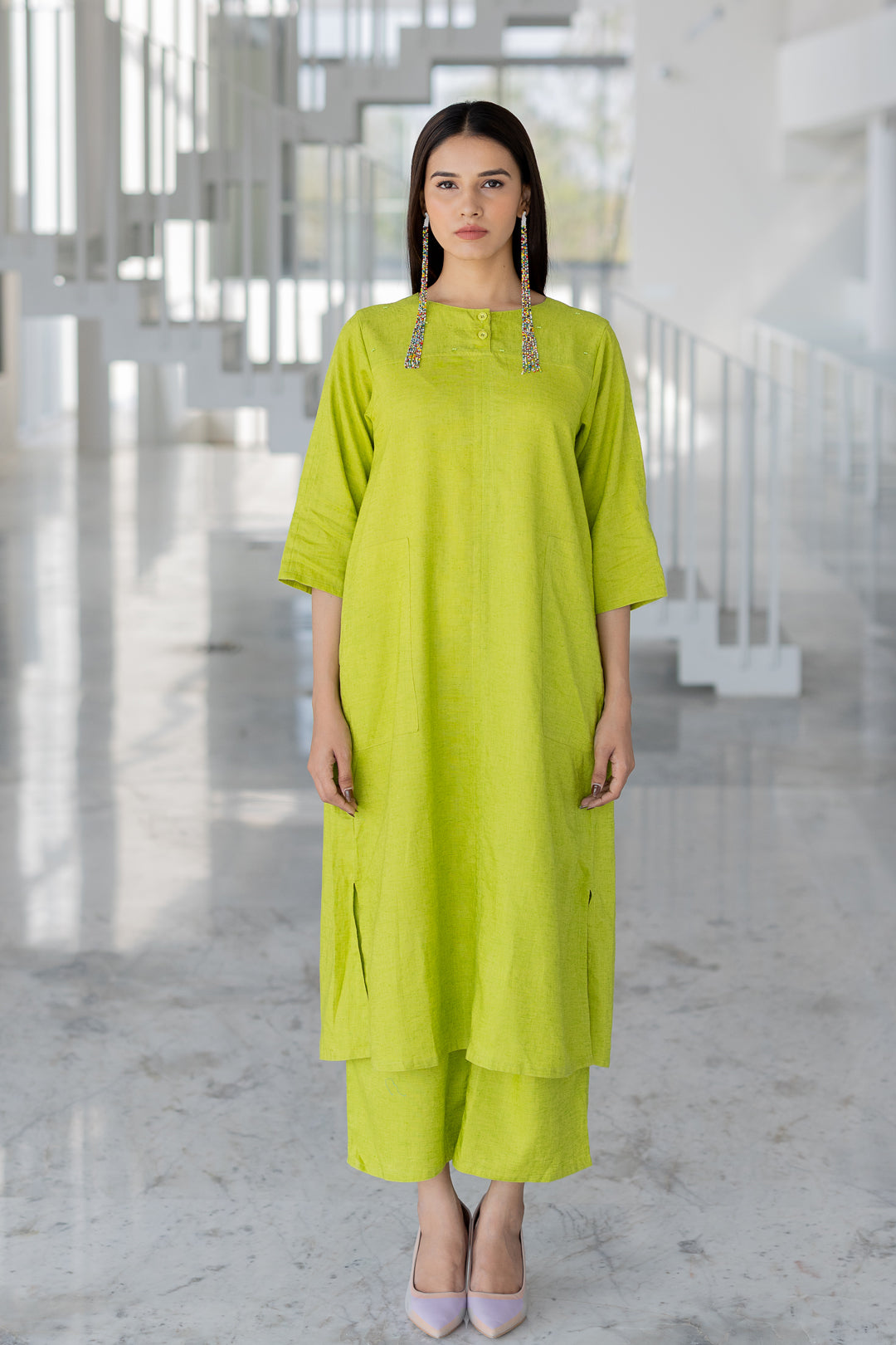 Avocado Green Kurta Set- SS