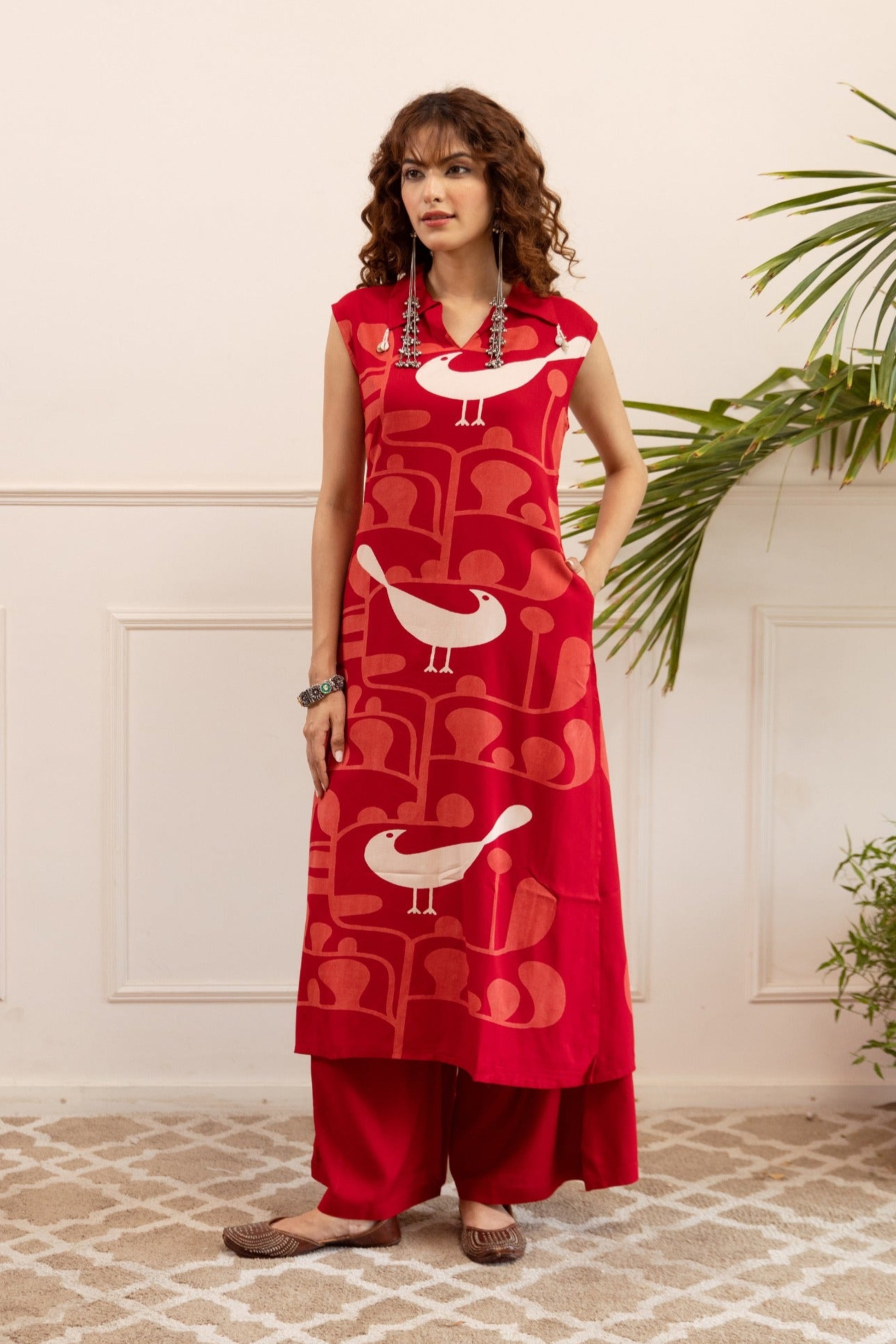 Kabool Ruby printed Kurta Pant set-AL