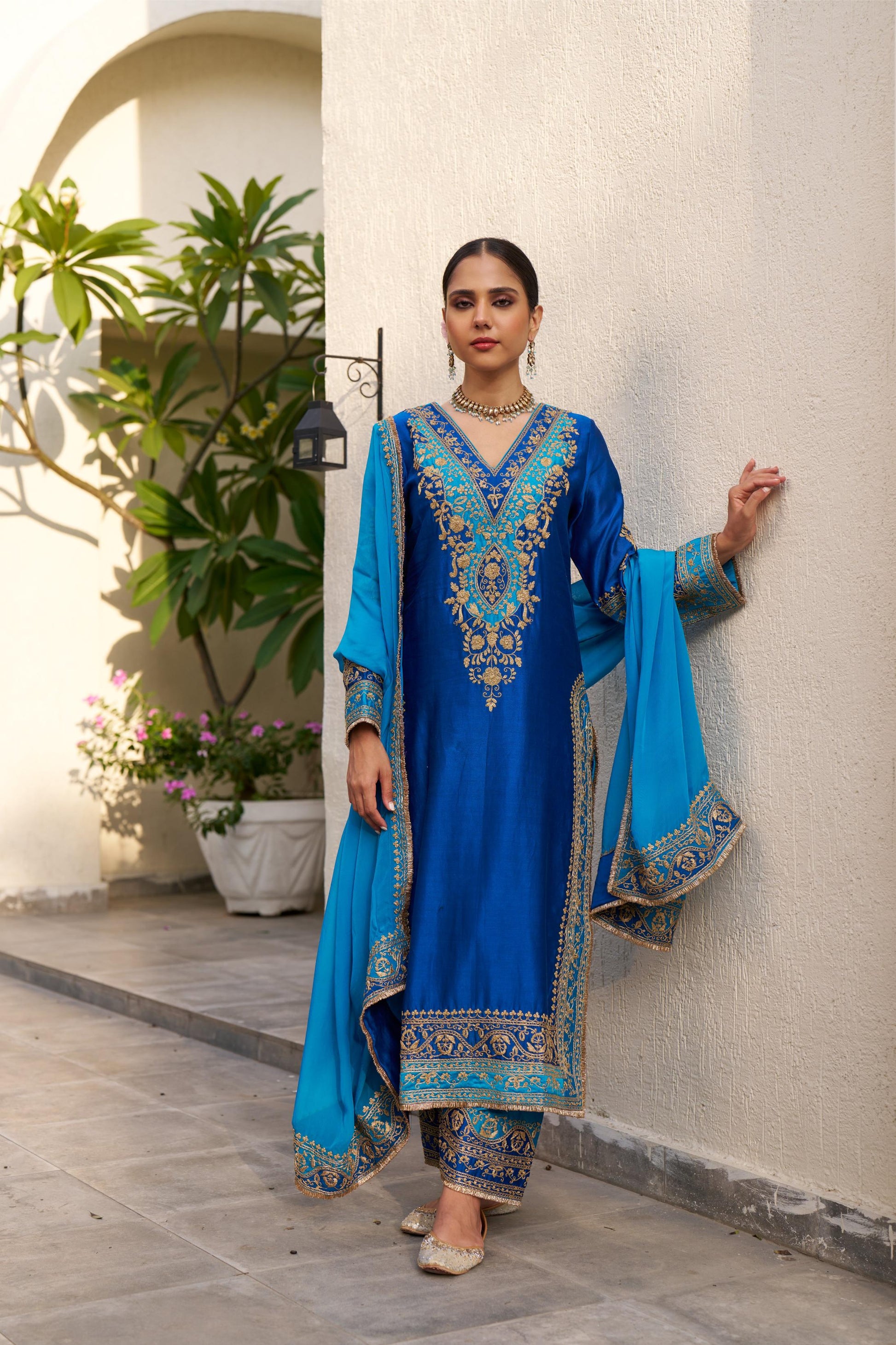 Inayat Blue Firozi Kurta Set of 3