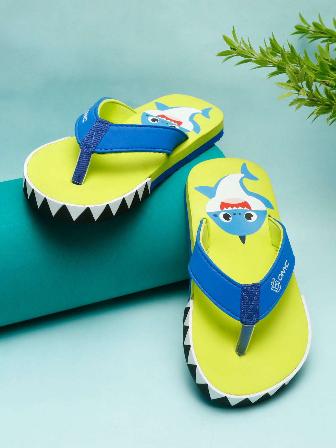 Premium Shark V-Shape Flip-flops With Foxing for Boys and Girls (Lime Green)