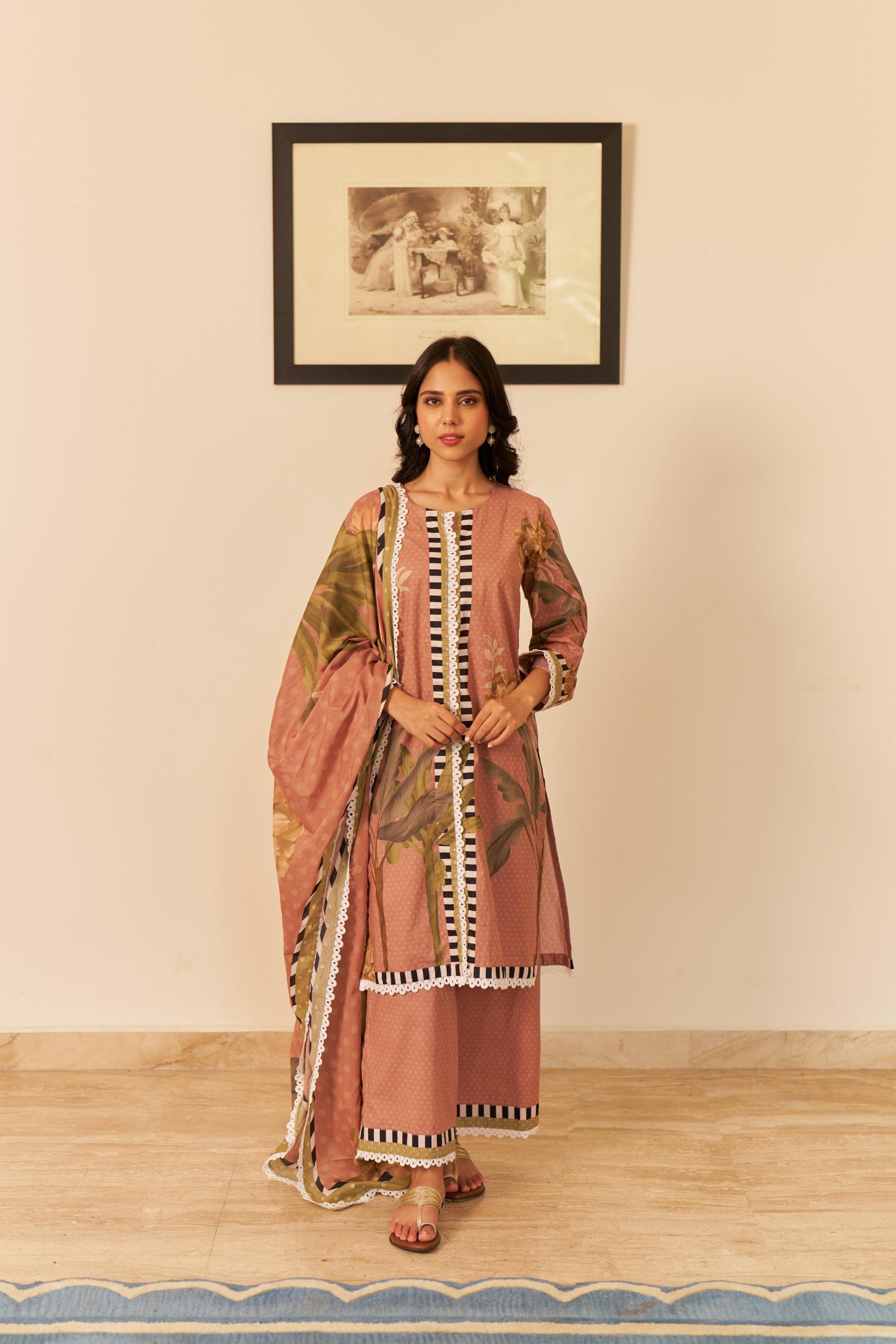 Noor Old Rose Short Cotton Kurta-Set of 3