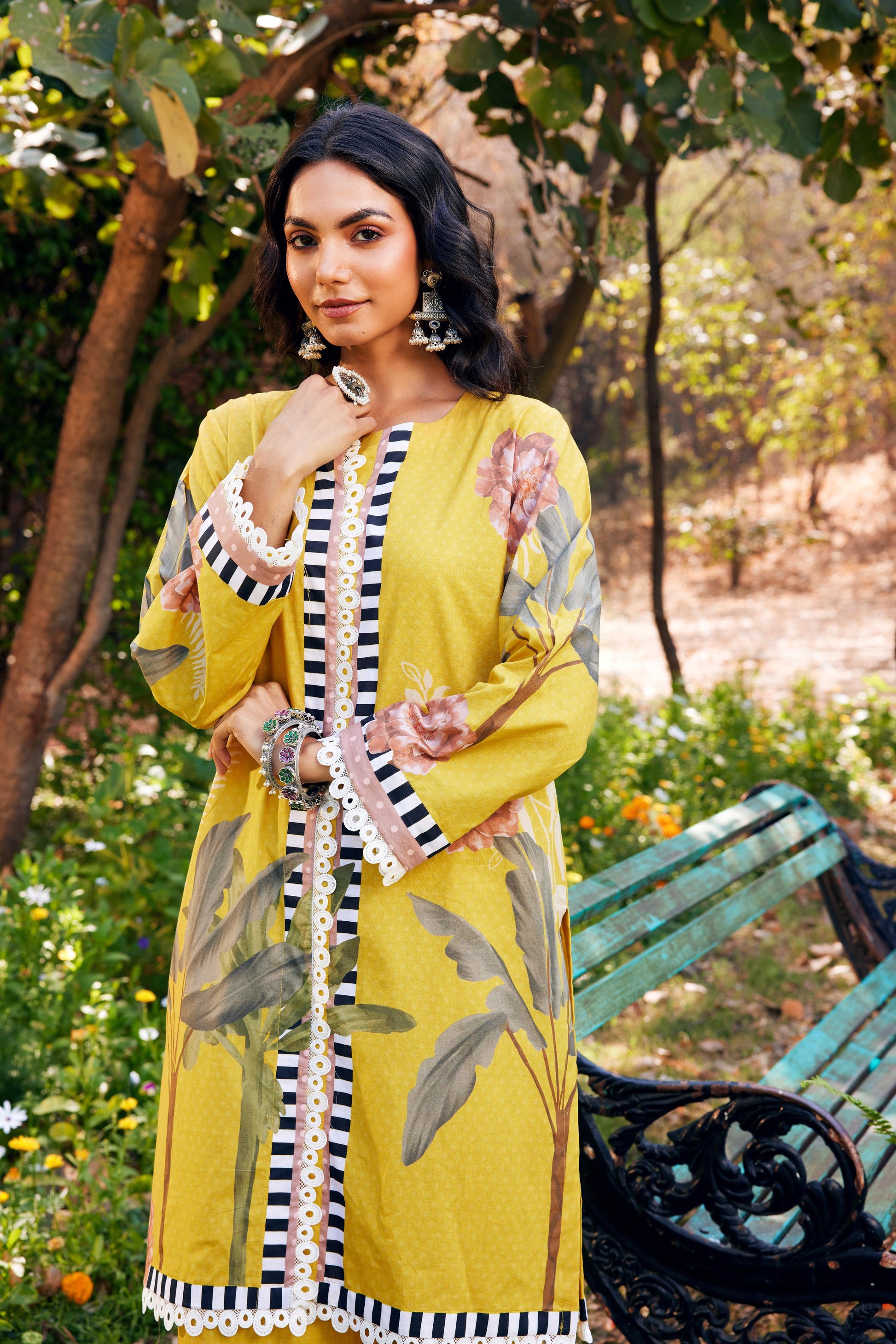 Noor Yellow Short Cotton Kurta-Set of 3- IT