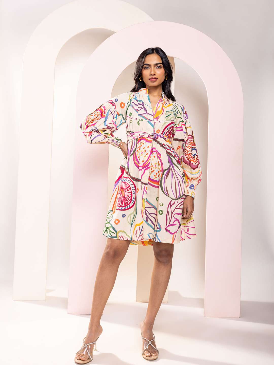 Fig Printed Mini Shirt Dress