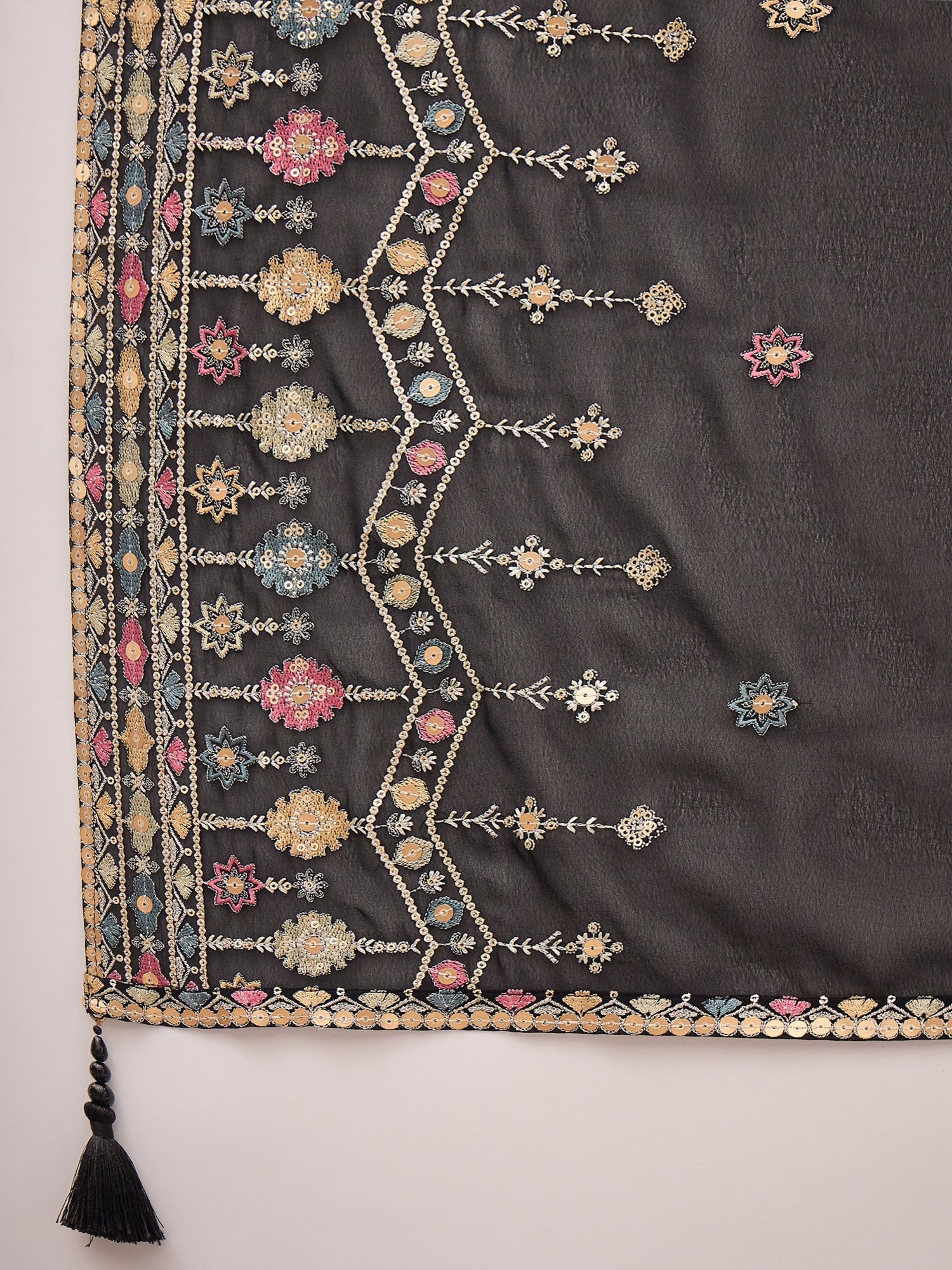 Ethnic Motifs Embroidered Thread Work Georgette Kurta with Palazzo & Dupatta - ID