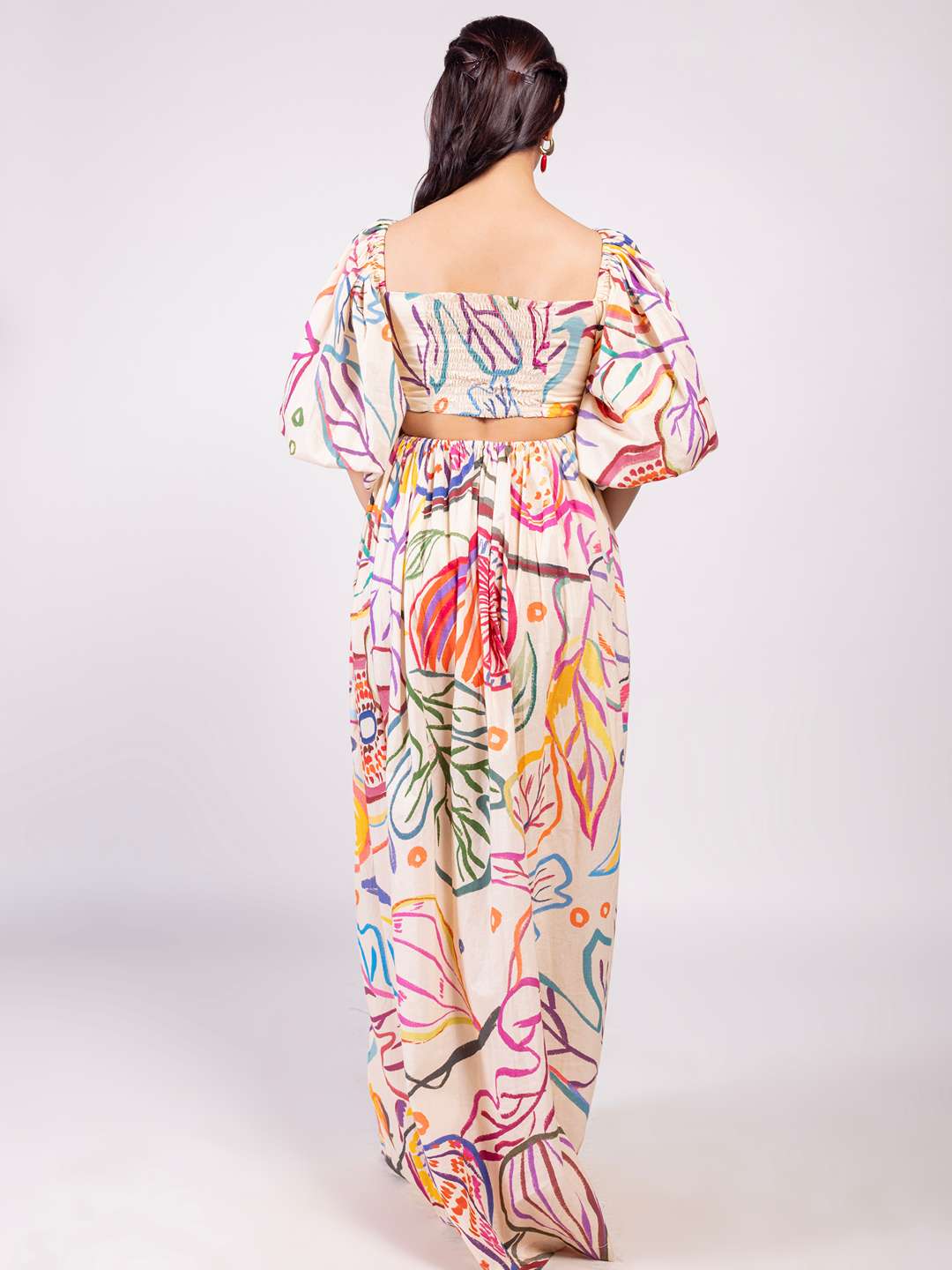 Fig Printed Scallop Maxi Dress