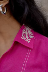 PINK BRODERIE LINEN SET- II