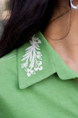 GREEN BRODERIE LINEN SET- II