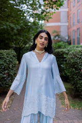 LIGHT BLUE EMBROIDERED FARSHI SALWAR SET- II