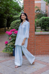 LIGHT BLUE EMBROIDERED FARSHI SALWAR SET- II