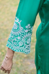 EMERALD GREEN EMBROIDERED FARSHI SALWAR SET- II