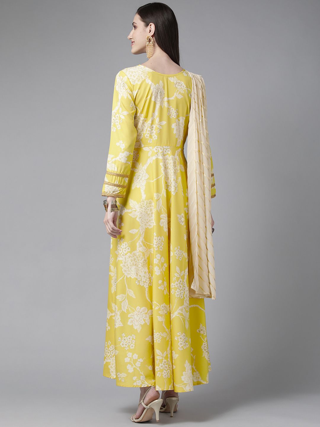 Yellow Digital Printed Draped Dress