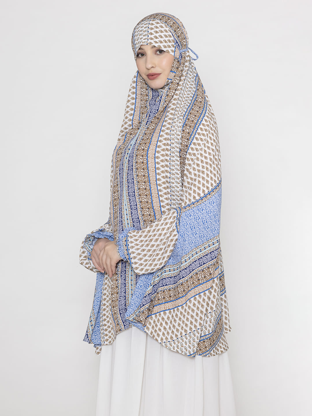 Royal Print Namaz Dupatta Mixed Blue