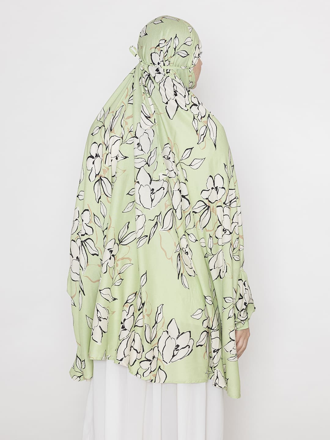 Leaf Print Namaz Dupatta Green White