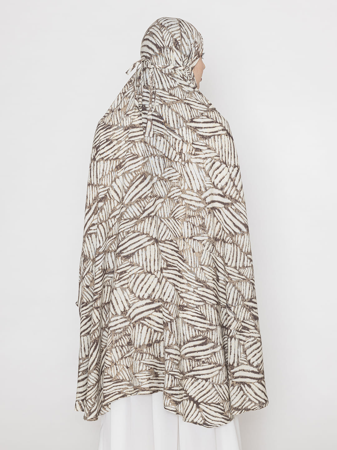 Leaf Print Namaz Dupatta Brown Abstract