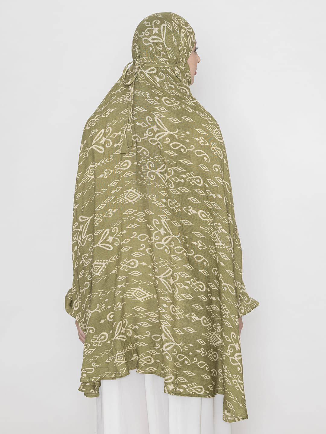 Classic Print Namaz Dupatta Olive Green