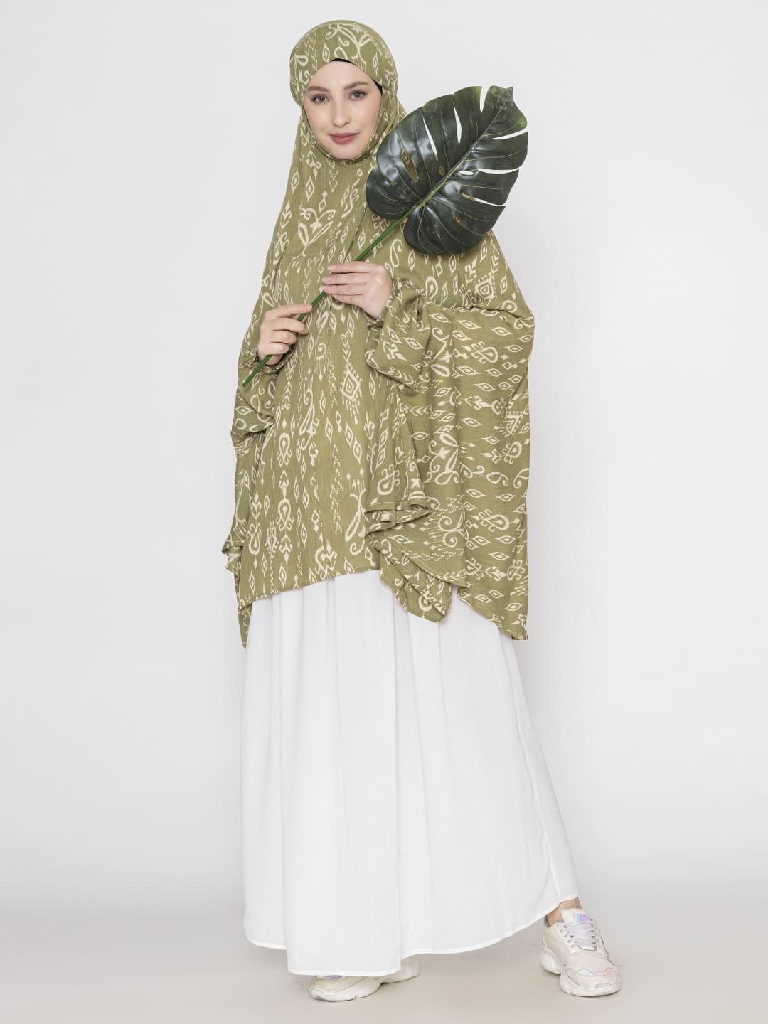 Classic Print Namaz Dupatta Olive Green