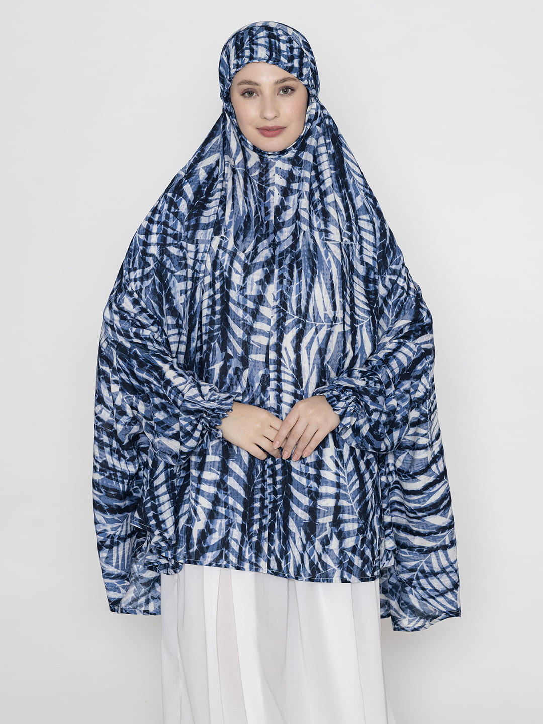 Leaf Print Namaz Dupatta Blue