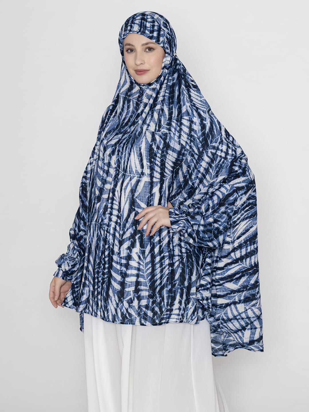 Leaf Print Namaz Dupatta Blue