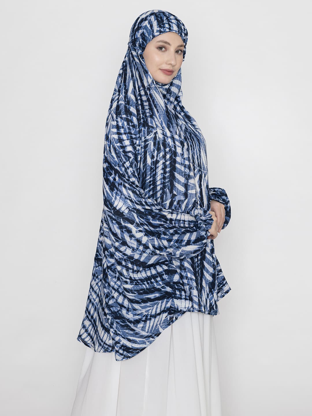 Leaf Print Namaz Dupatta Blue