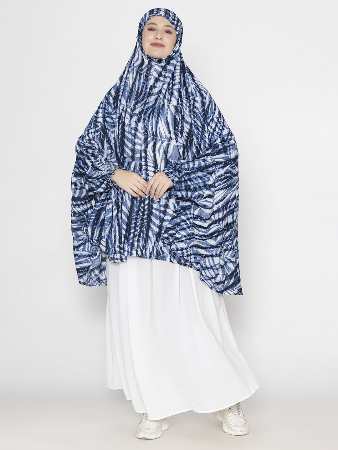 Leaf Print Namaz Dupatta Blue