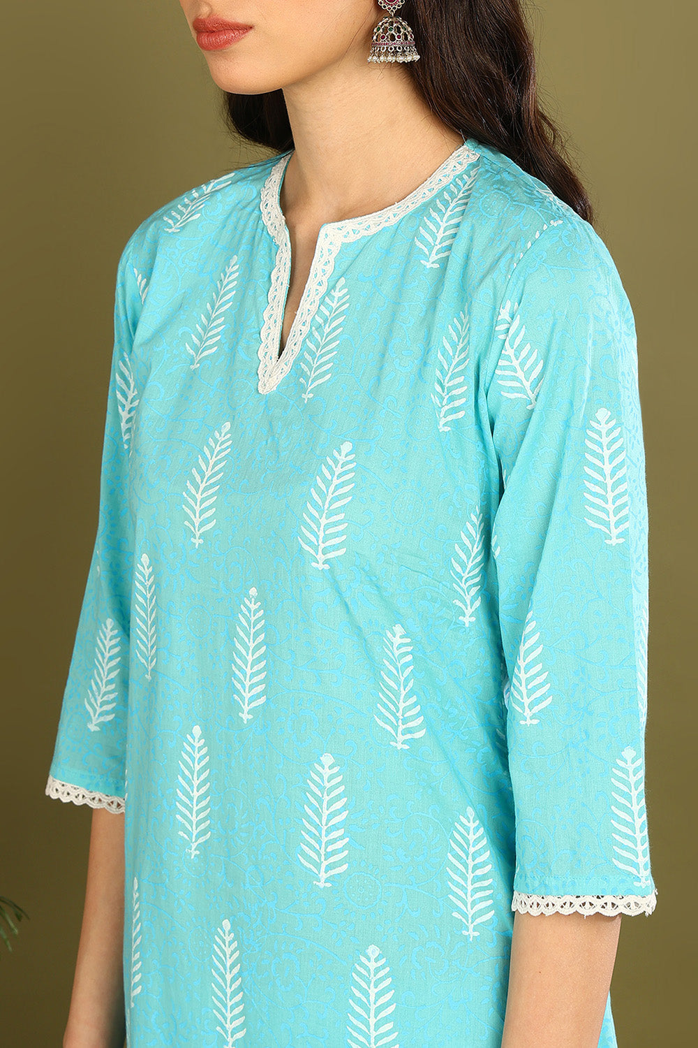 Blue-White Khari Kurta (Set of 2)