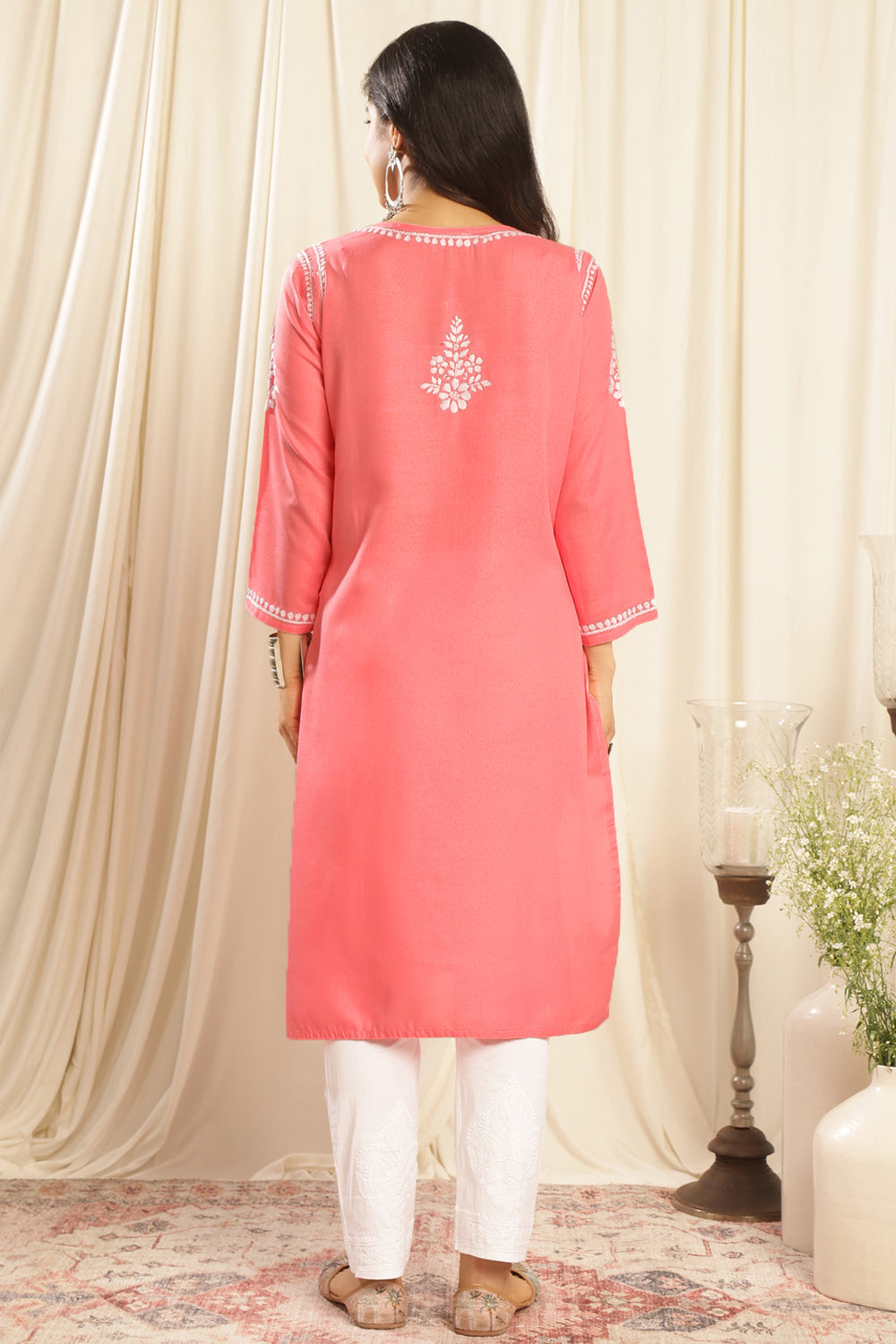 Crimson Modal Chikankari Kurta