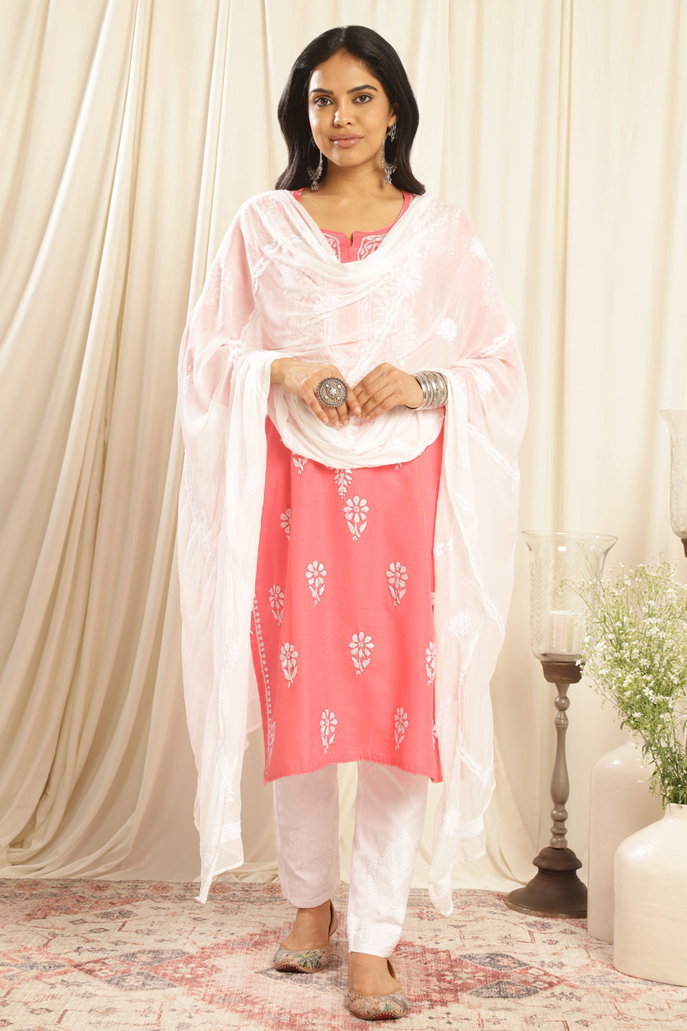 Crimson Modal Chikankari Kurta