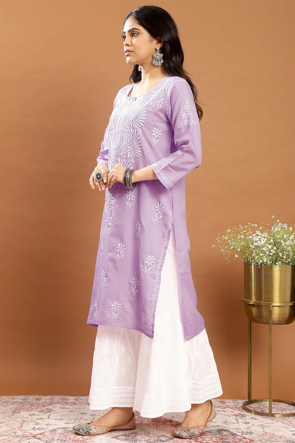 Lavender Modal Chikankari Kurta