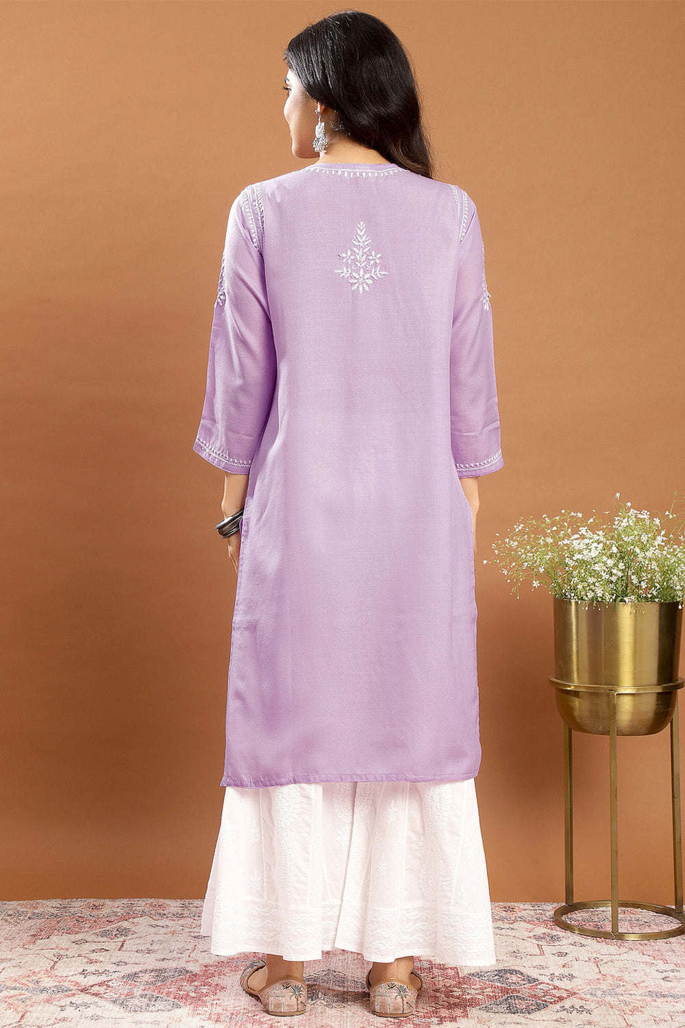 Lavender Modal Chikankari Kurta