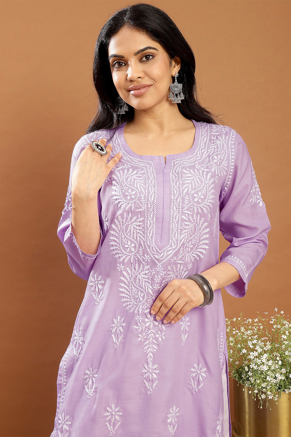 Lavender Modal Chikankari Kurta