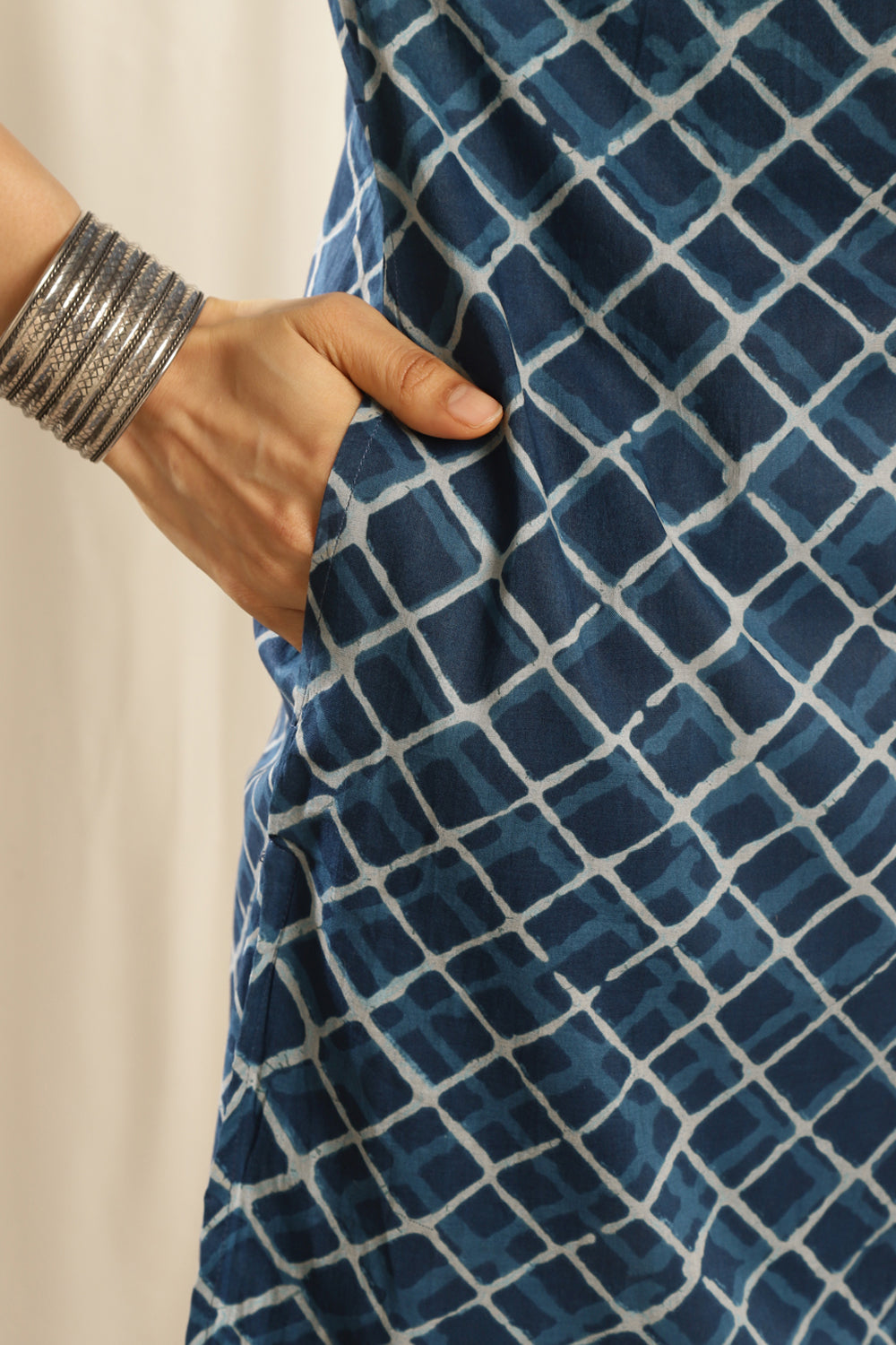 Navy Blue Printed Kurta