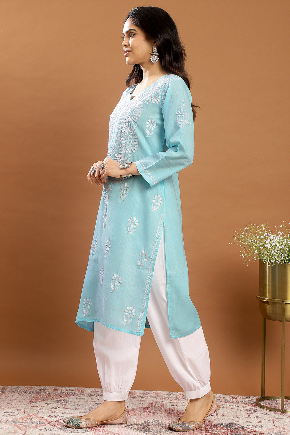 Blue Modal Chikankari Kurta