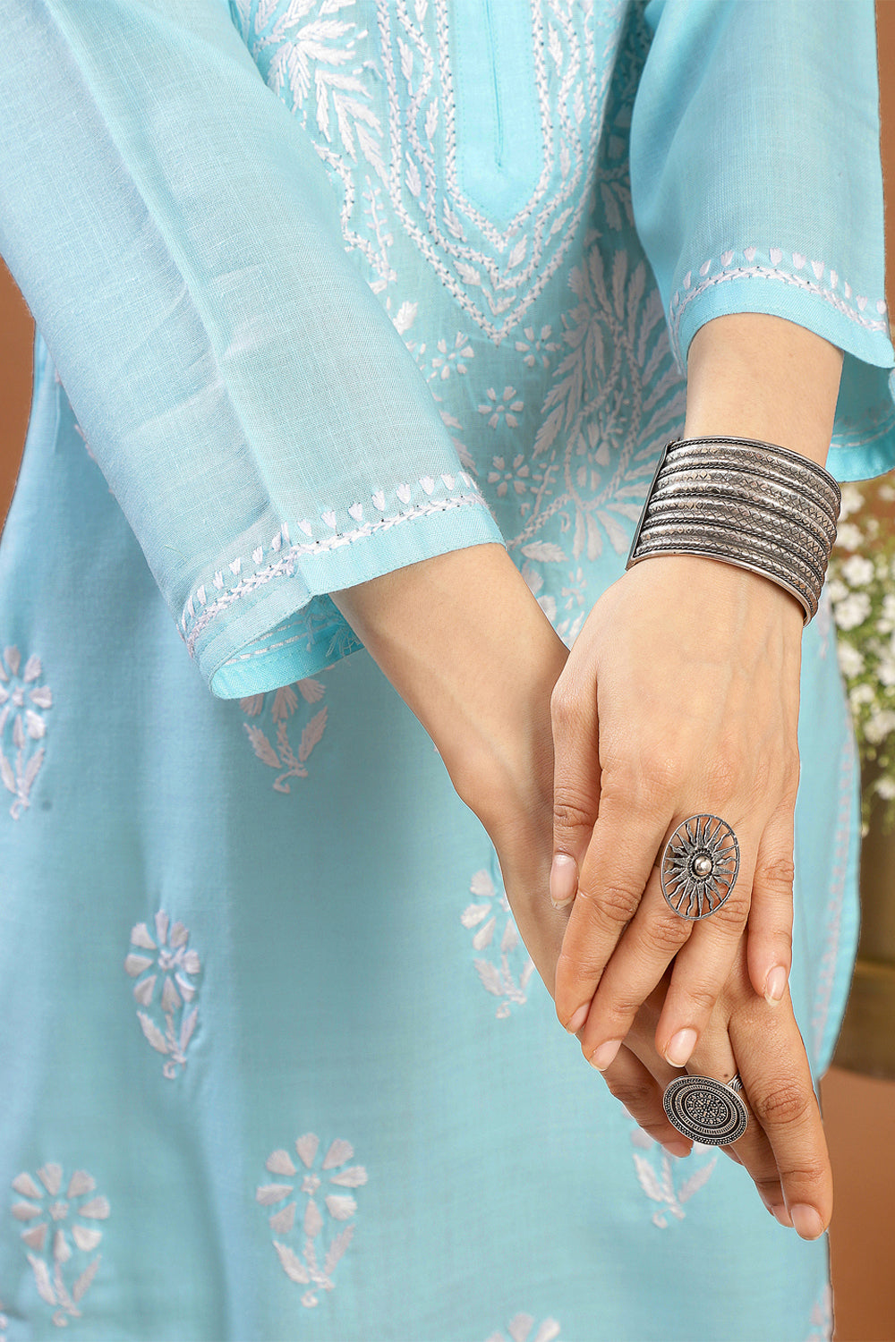 Blue Modal Chikankari Kurta