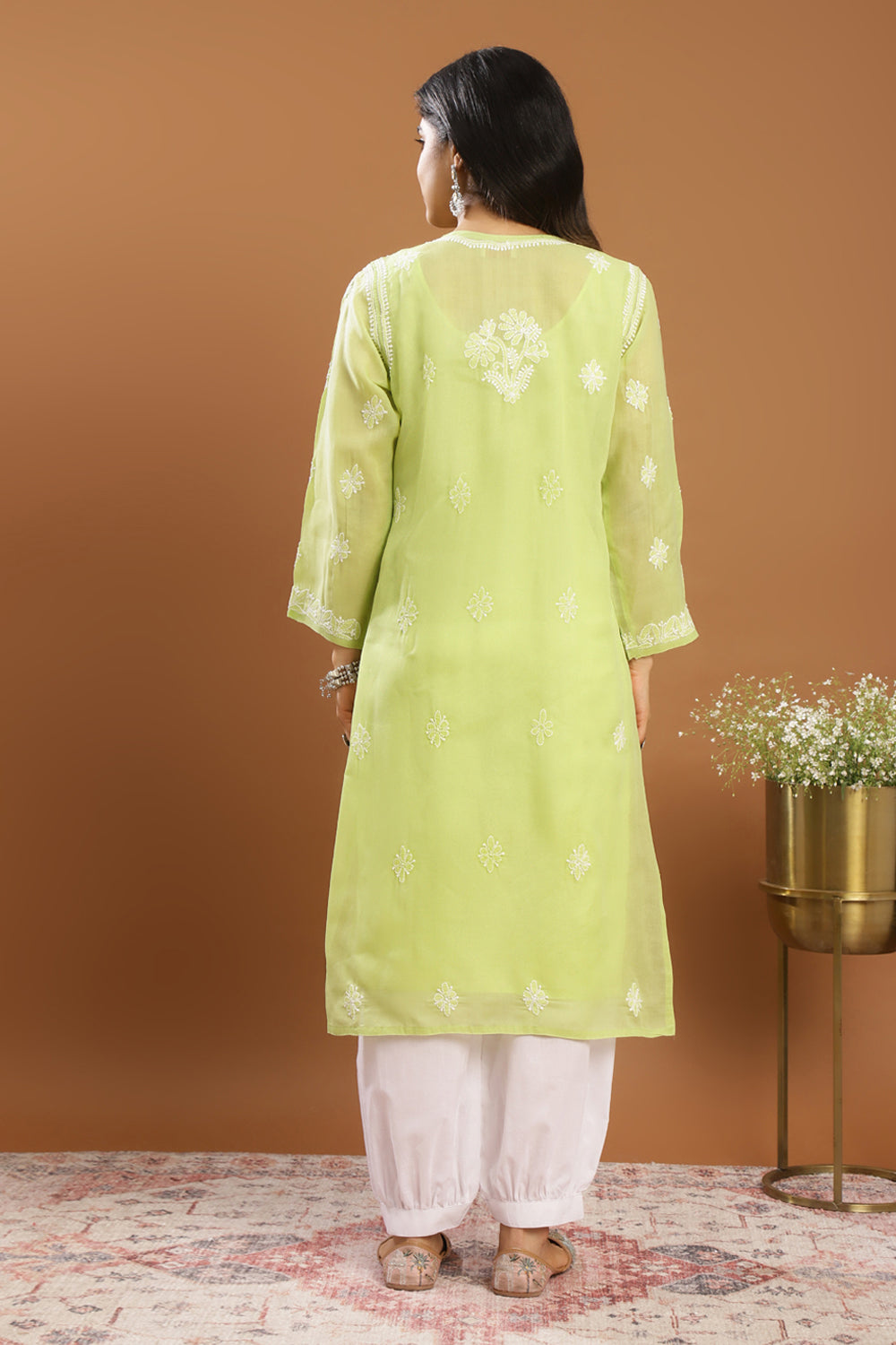 Green Chikankari Cotton Kurta