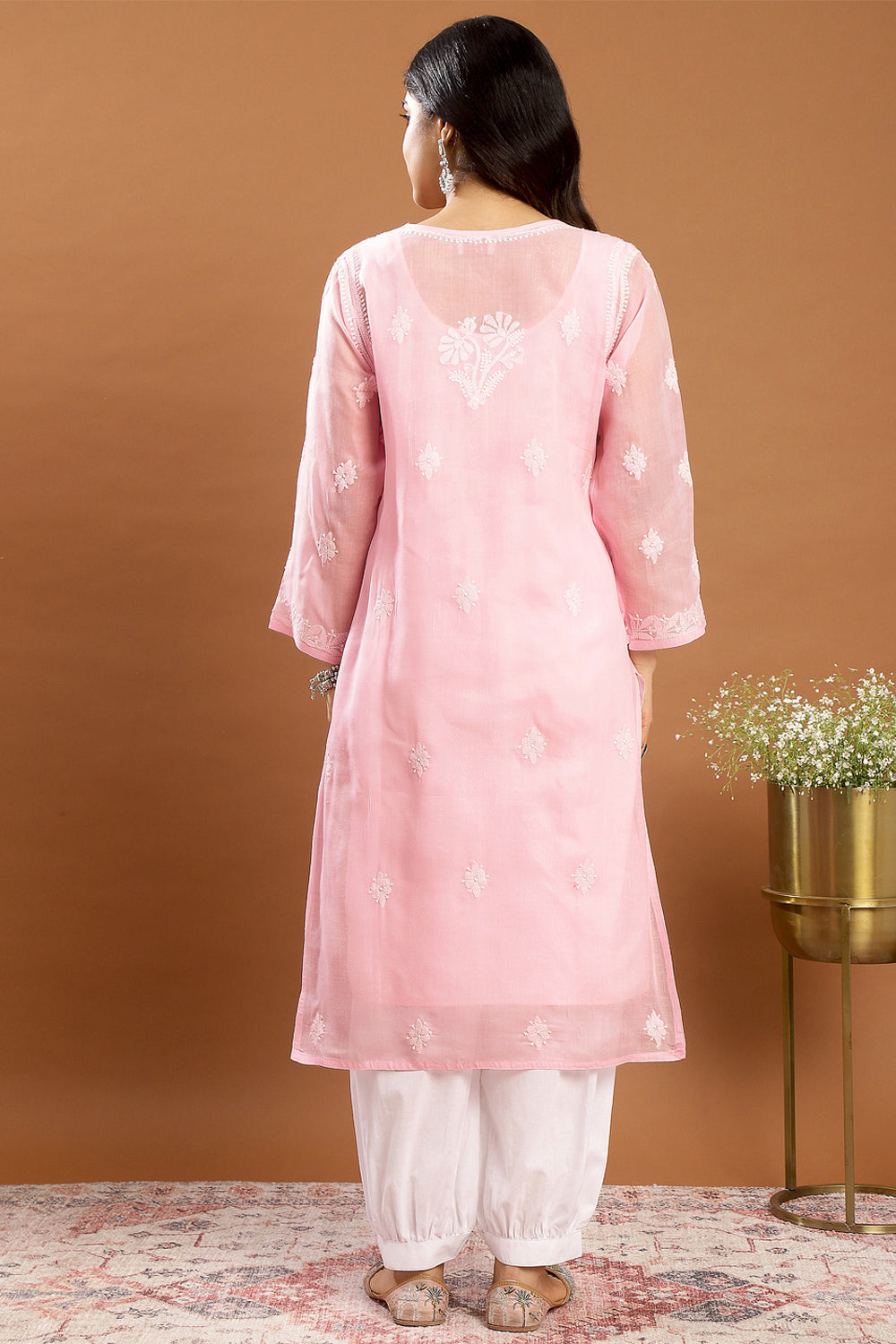 Pink Chikankari Cotton Kurta