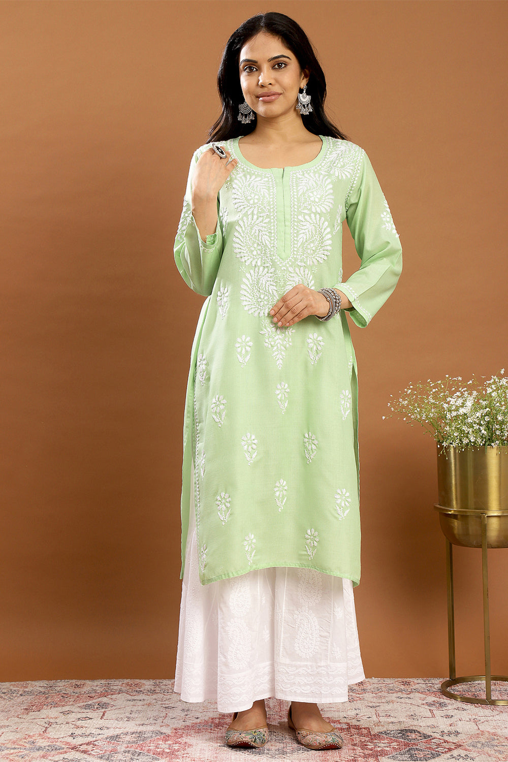 Green Modal Chikankari Kurta