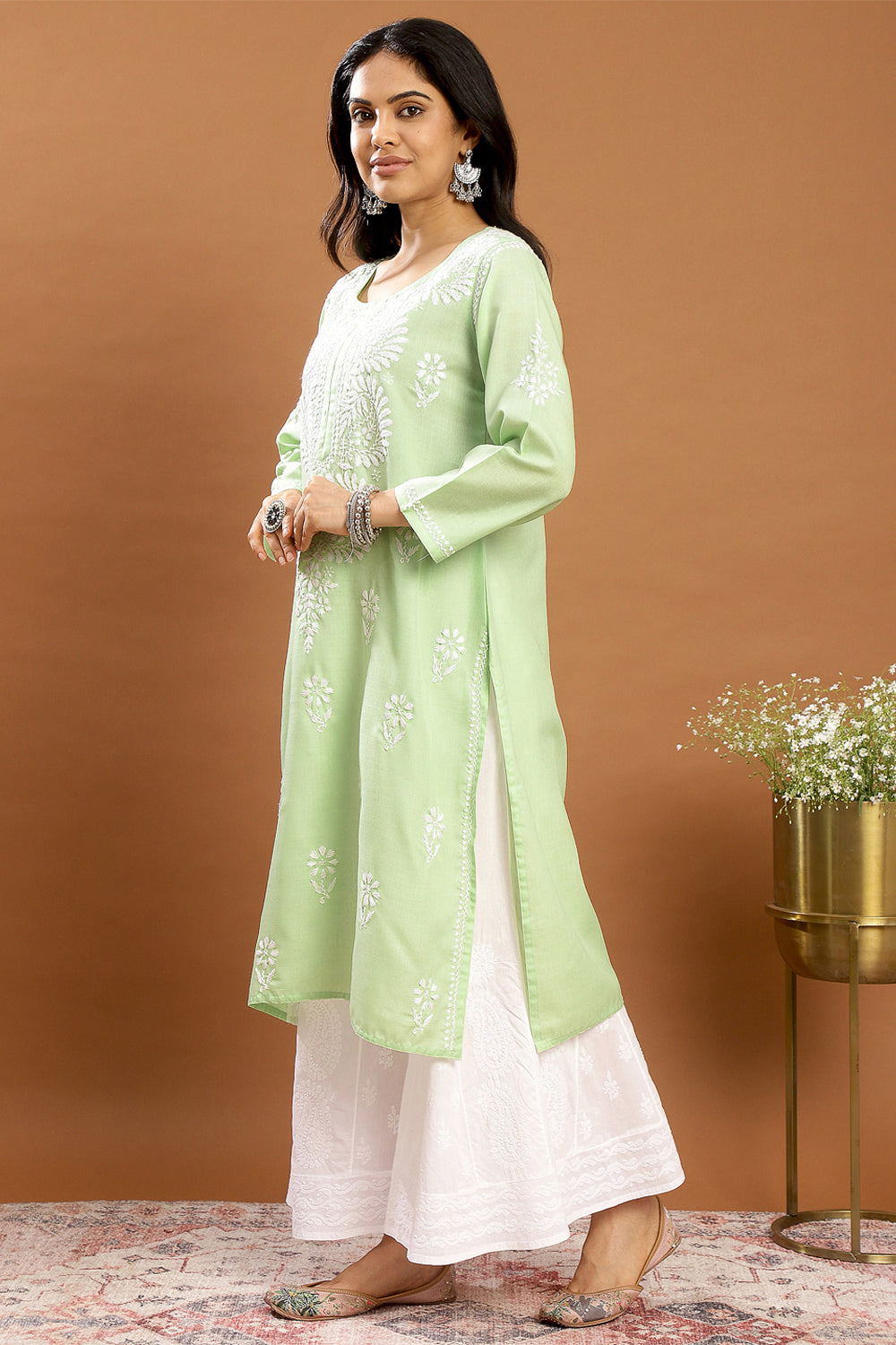 Green Modal Chikankari Kurta