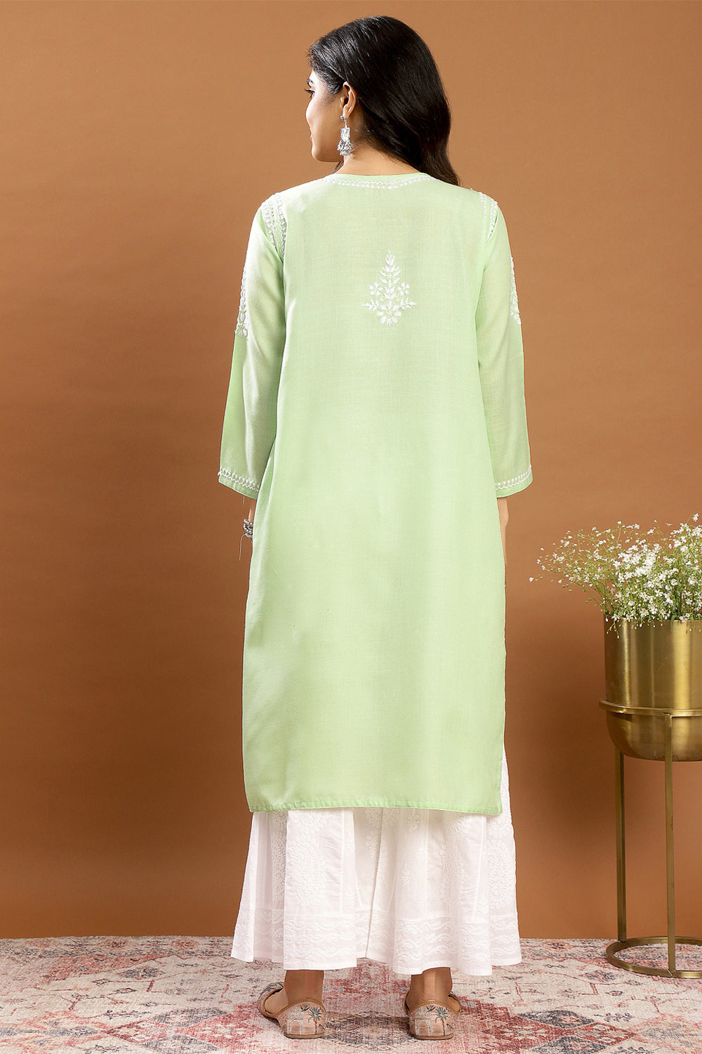 Green Modal Chikankari Kurta