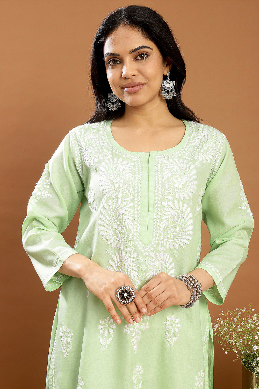 Green Modal Chikankari Kurta