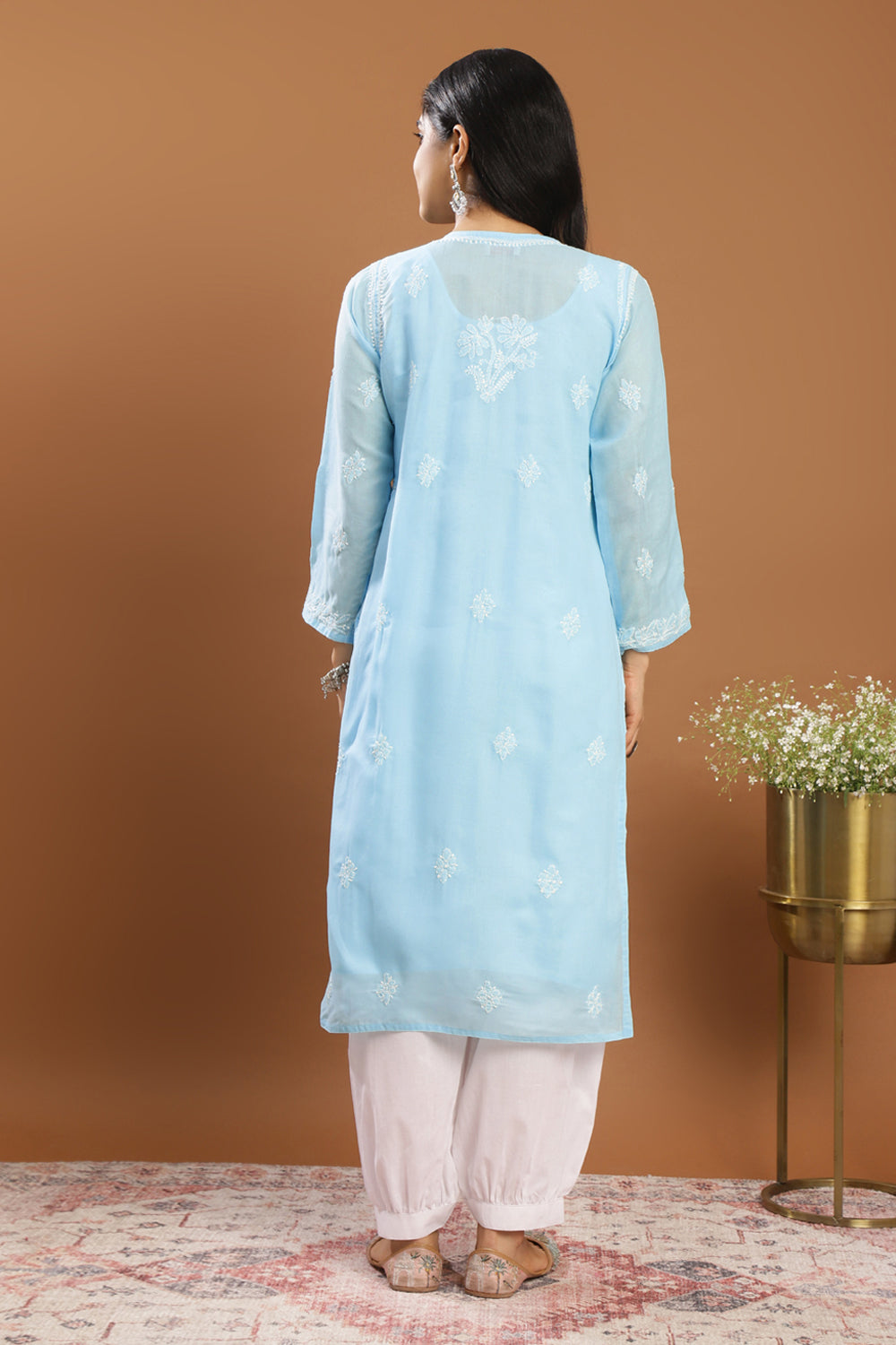 Blue Chikankari Cotton Kurta