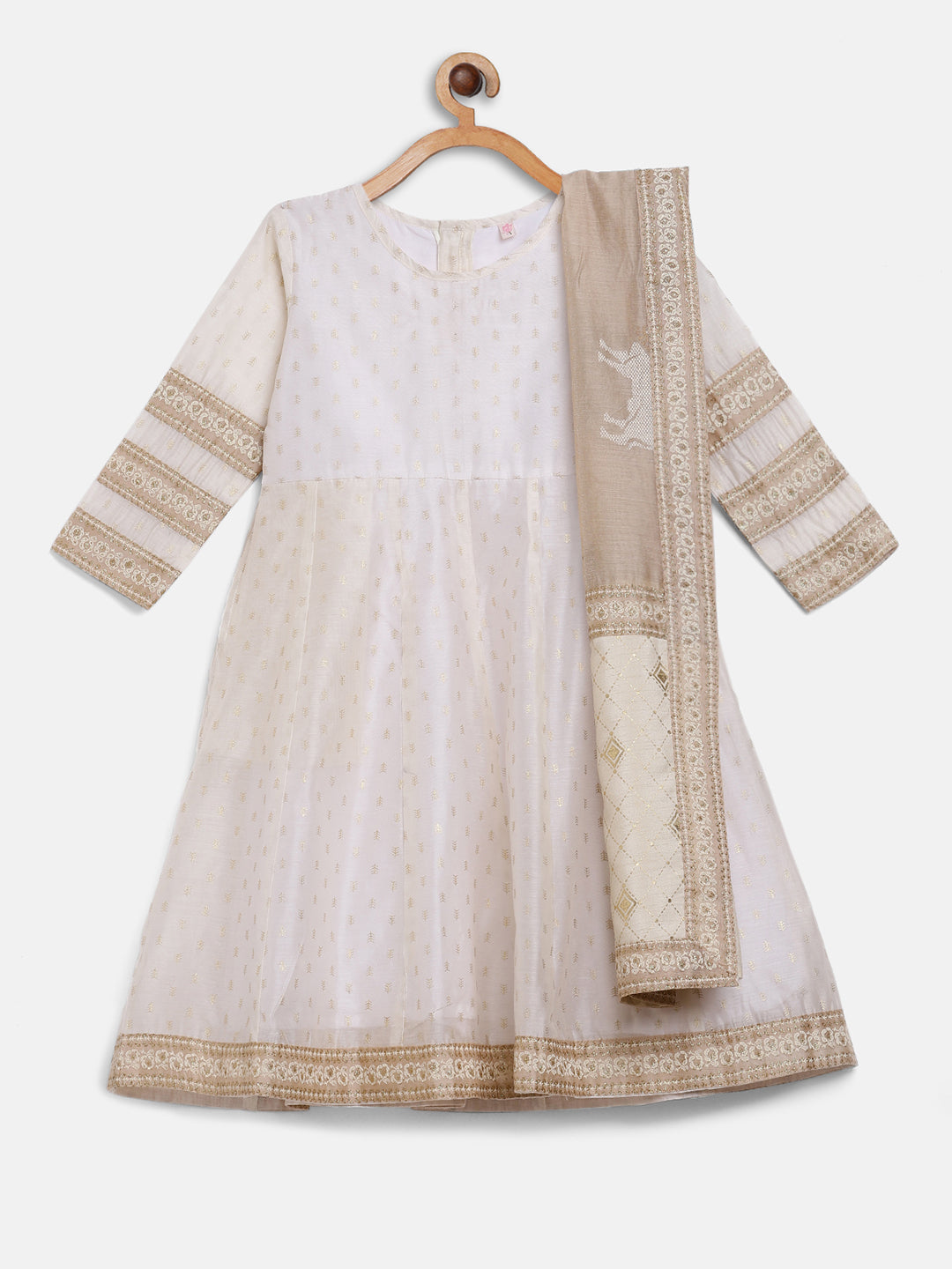 Off White Chanderi Girl's Kurta Sets