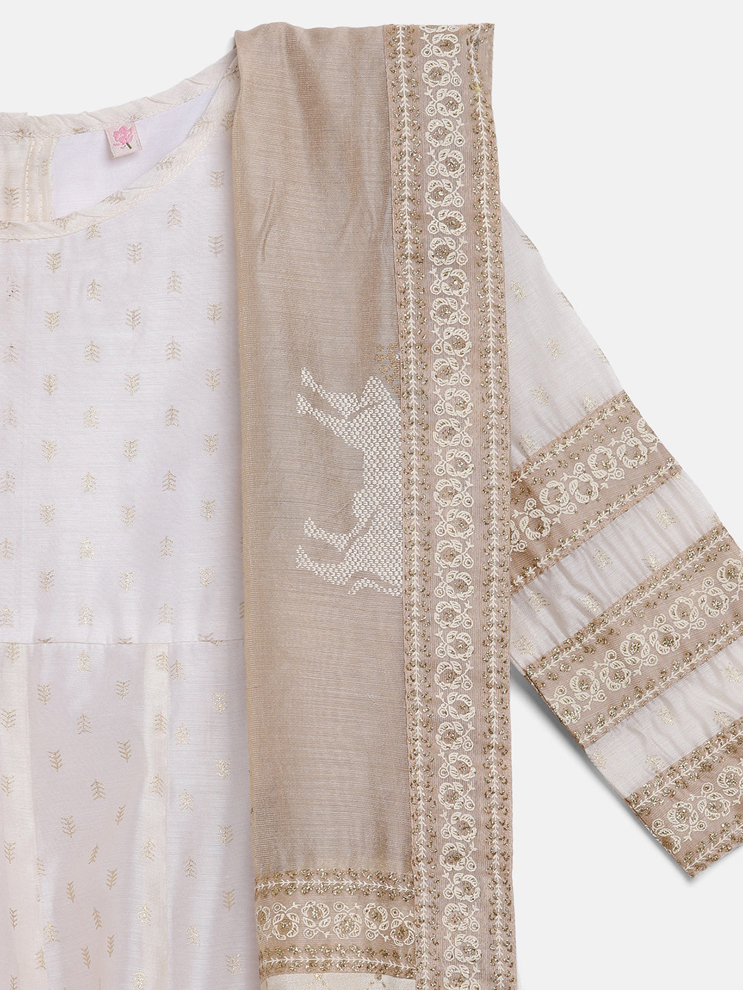 Off White Chanderi Girl's Kurta Sets