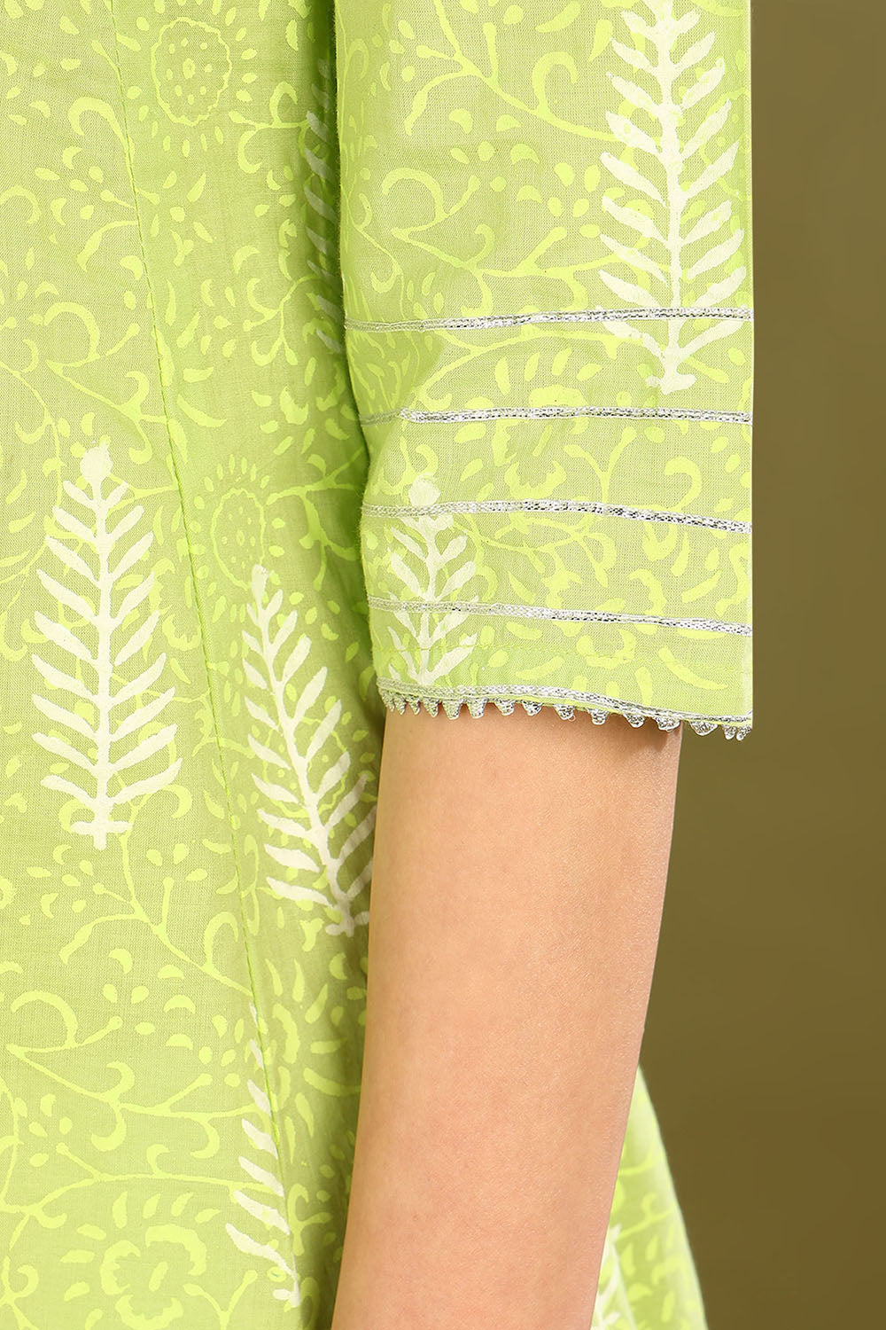 Florescent Green 'A' Line Kurta