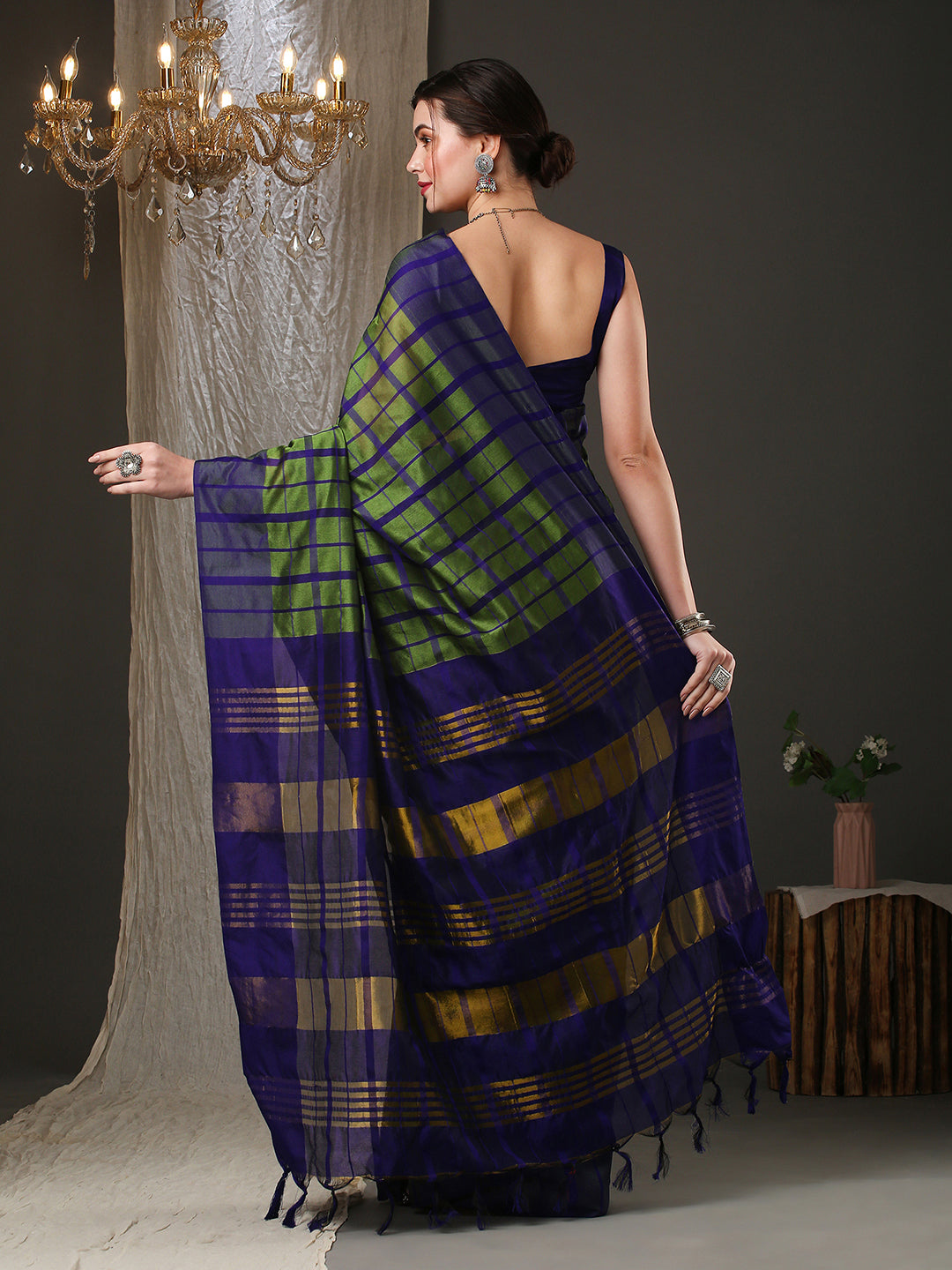 Aura Silk Green Woven Design Designer Saree With Blouse