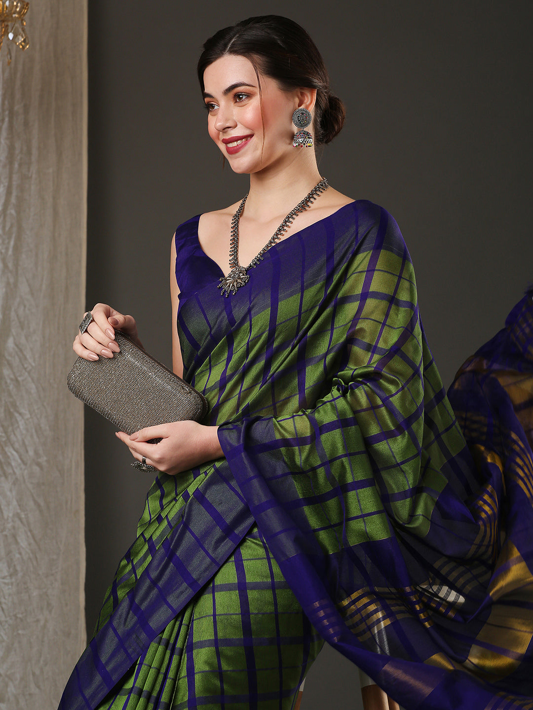 Aura Silk Green Woven Design Designer Saree With Blouse