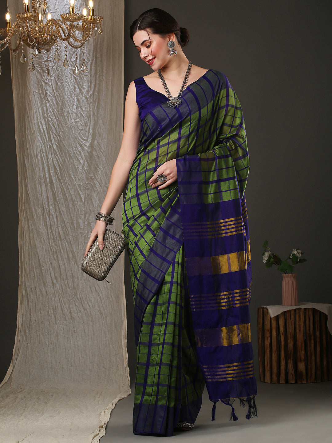 Aura Silk Green Woven Design Designer Saree With Blouse