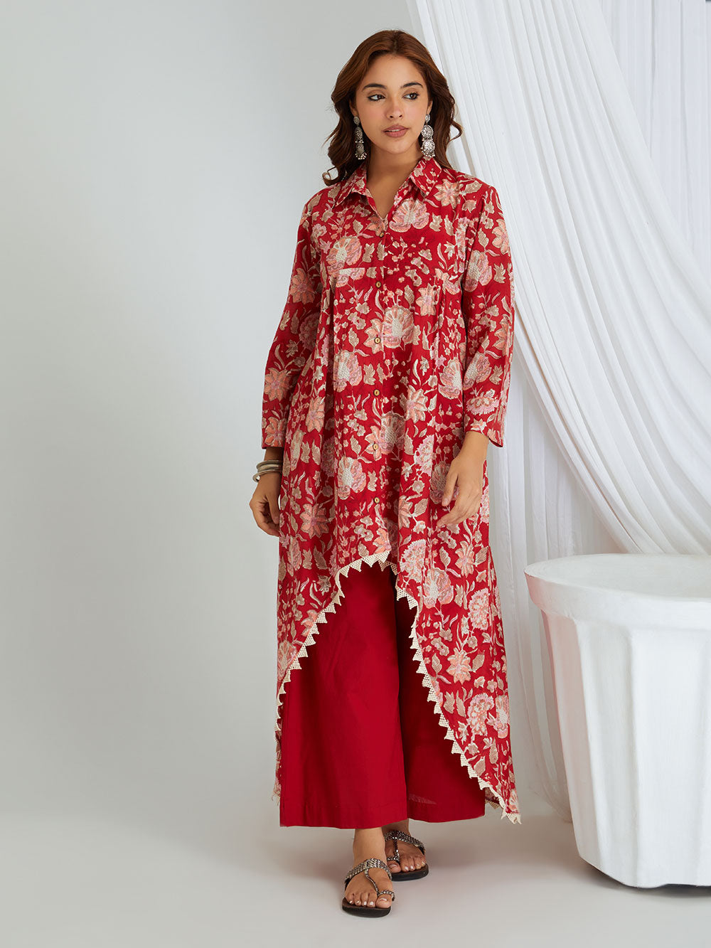 Red Cotton Palazzo