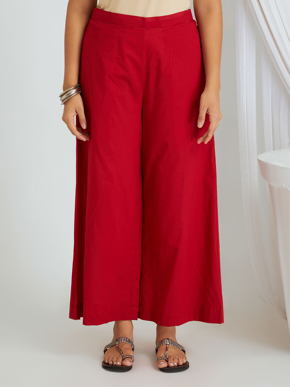 Red Cotton Palazzo